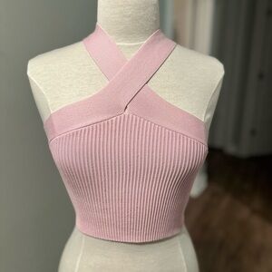 pink wool crop top